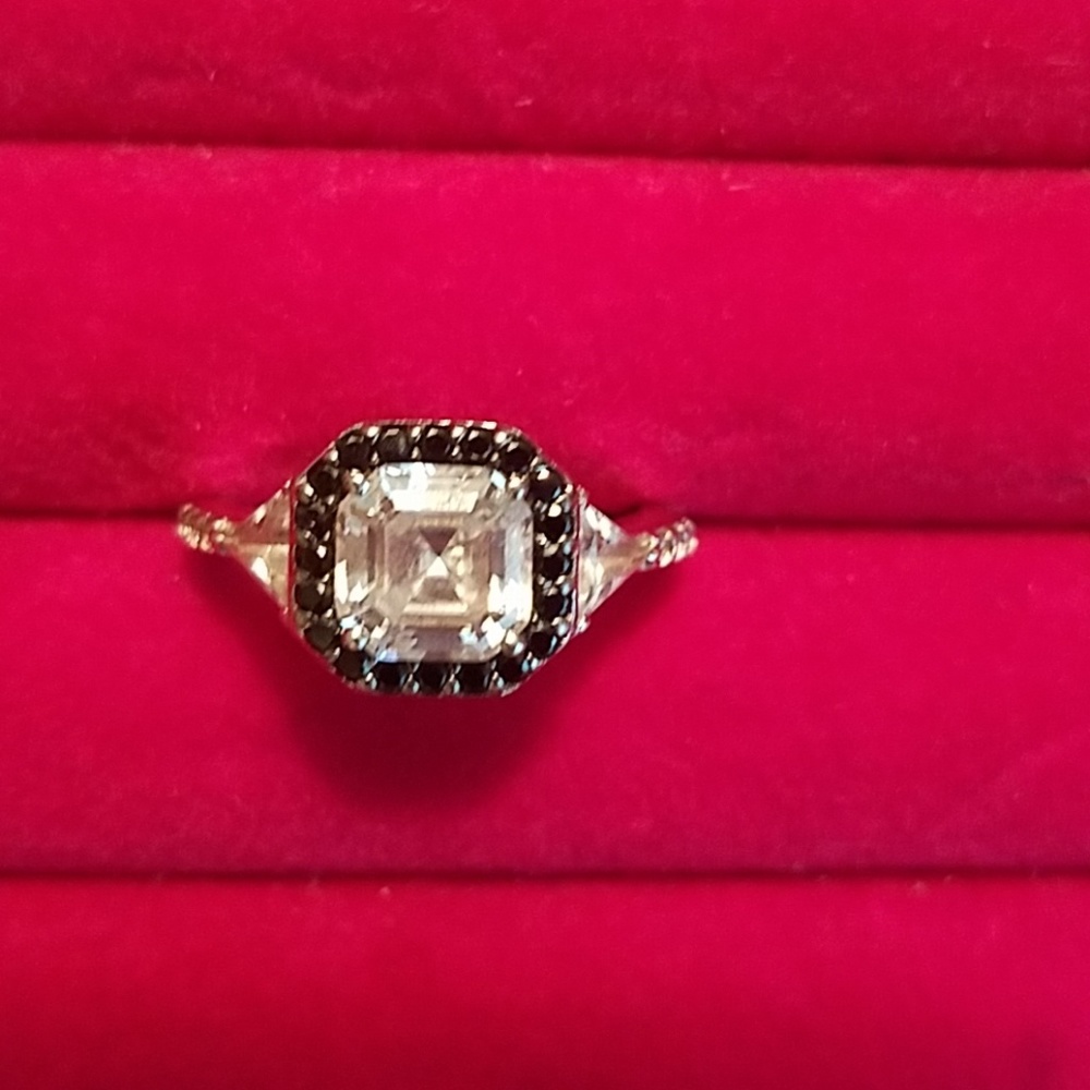 Diamonique Black & Clear Ring